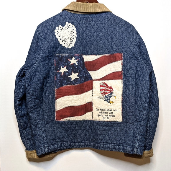 Vintage Quilted Jacket American Flag - Picture 2 of 5
